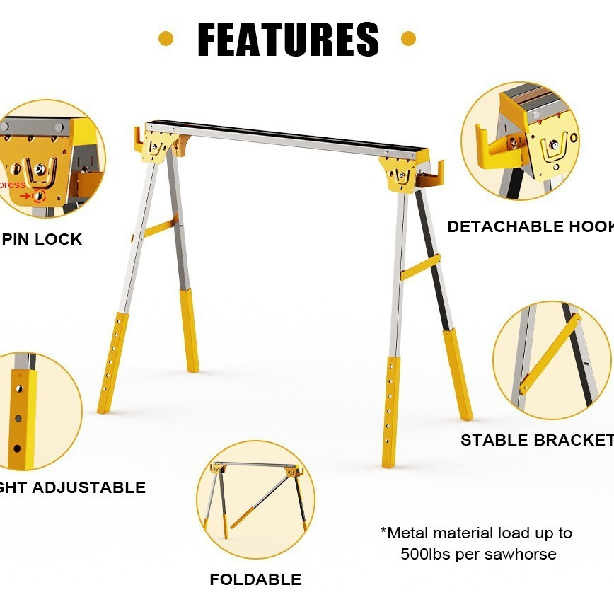Workbench Portable Fold - Metal testere sehpası/testere standı, ağır hizmet